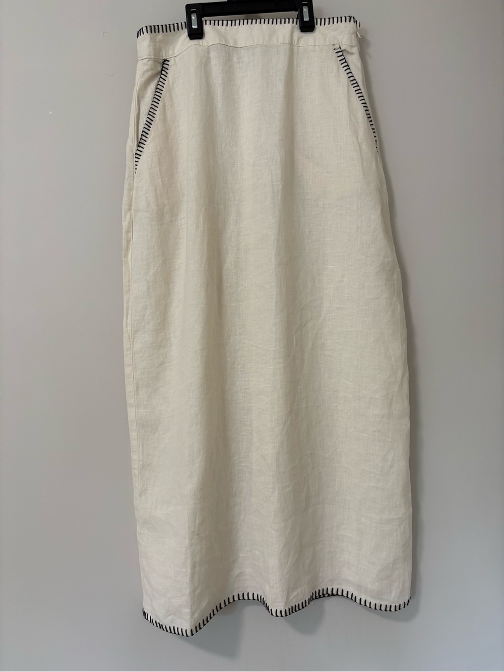 NWOT Rachel Zoe 100% Linen White Black Stitch Two-Piece Set⁠ (size top s skirt 2 - Picture 6 of 11